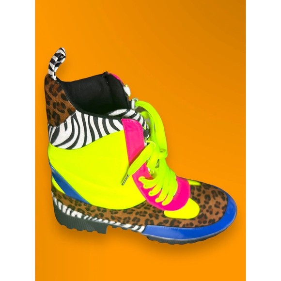 Cape Robbin Commander Multi-Color Lug Sole Lace Up Chunk Heel Platform Boots 10M - Picture 10 of 11